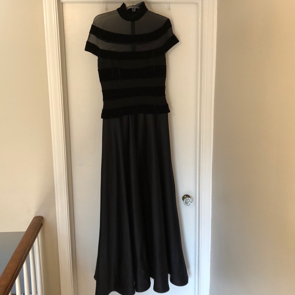 Tadashi black satin gown